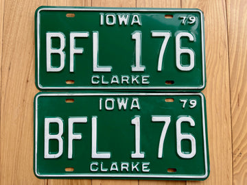Pair of 1979 Iowa Clarke County License Plates