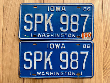 Pair of 1986 Iowa Washington County License Plates
