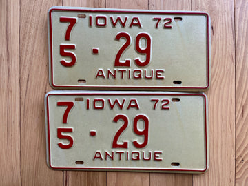 Pair of 1972 Iowa Antique License Plates
