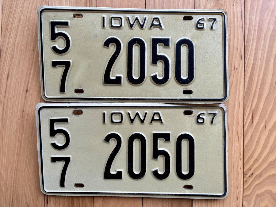 Pair of 1967 Iowa License Plates