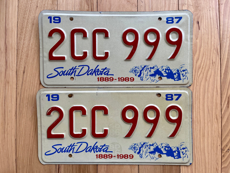 Pair of 1987/89 South Dakota Centennial License Plates