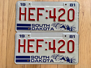 Pair of 1981 South Dakota License Plates (HEF 420)