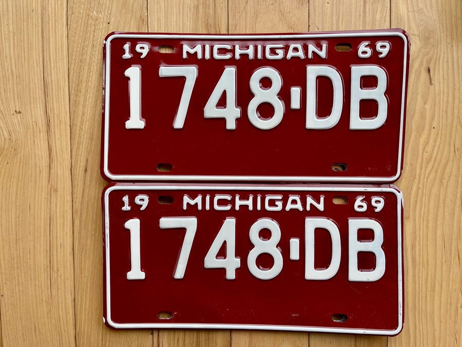 Pair of 1969 Michigan License Plates