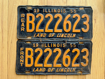 Pair of 1955 Illinois Front/Rear License Plates