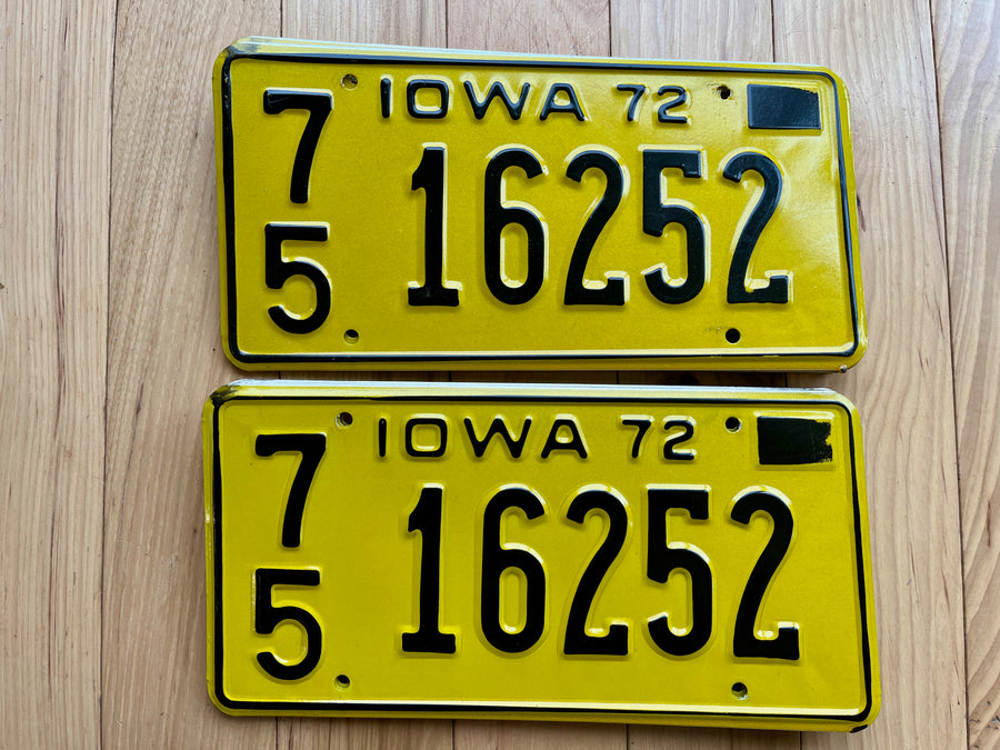 Pair of 1972 Iowa License Plates