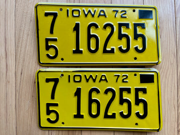 Pair of 1972 Iowa License Plates