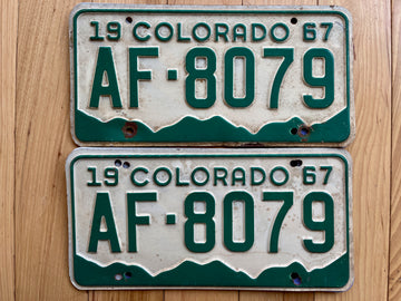 Pair of 1967 Colorado License Plates
