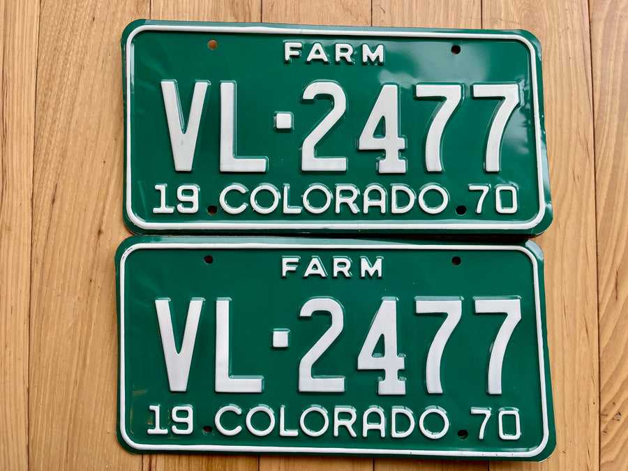 Pair of 1970 Colorado Farm License Plates