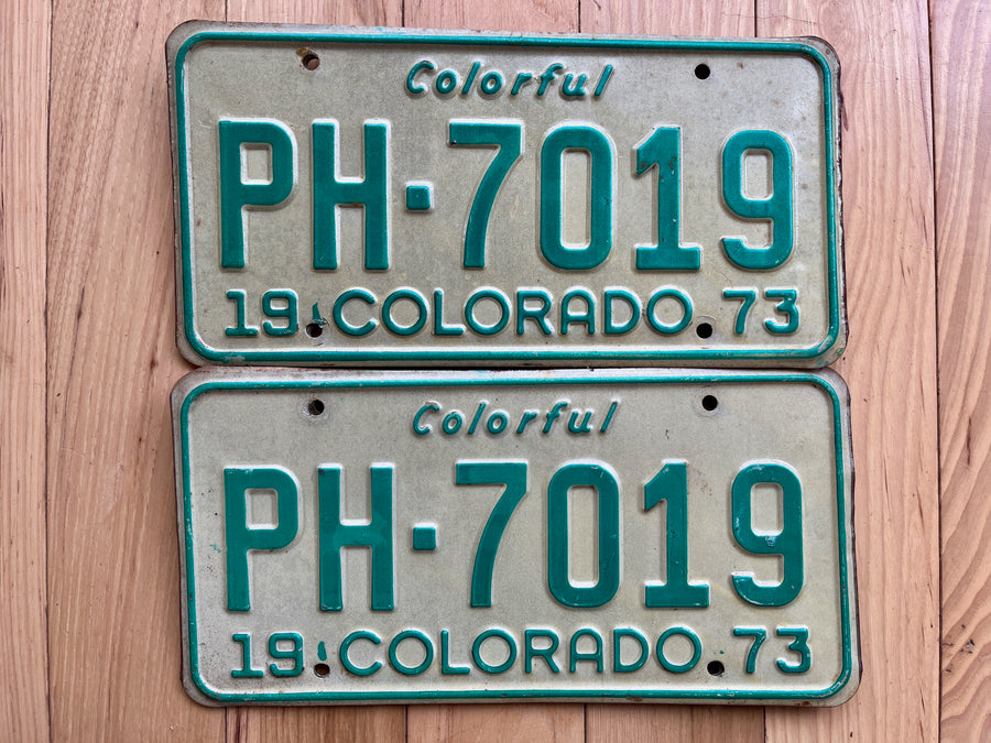 Pair of 1973 Colorado License Plates