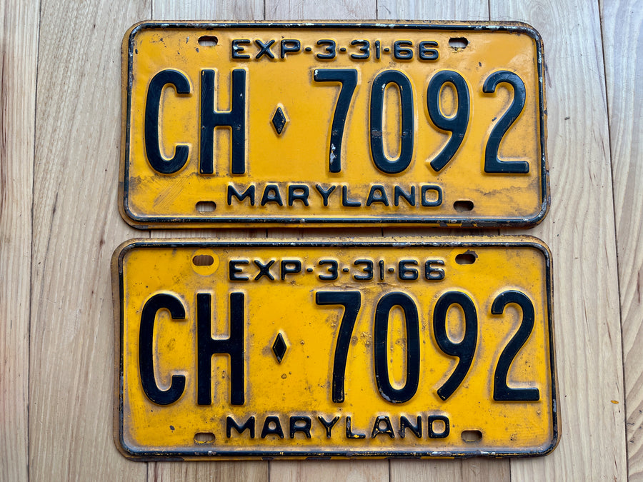 Pair of 1966 Maryland License Plates