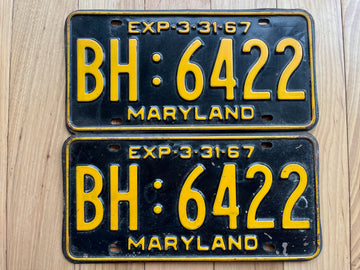 Pair of 1967 Maryland License Plates