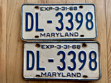 Pair of 1968 Maryland License Plates