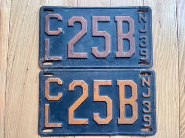 Pair of 1939 New Jersey License Plates