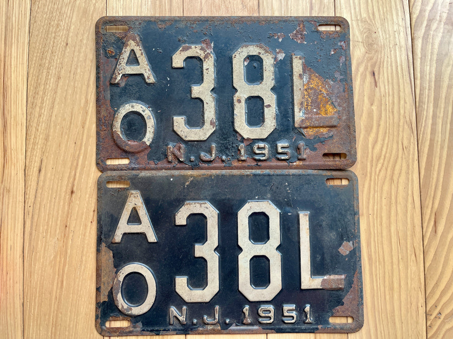 Pair of 1951 New Jersey License Plates