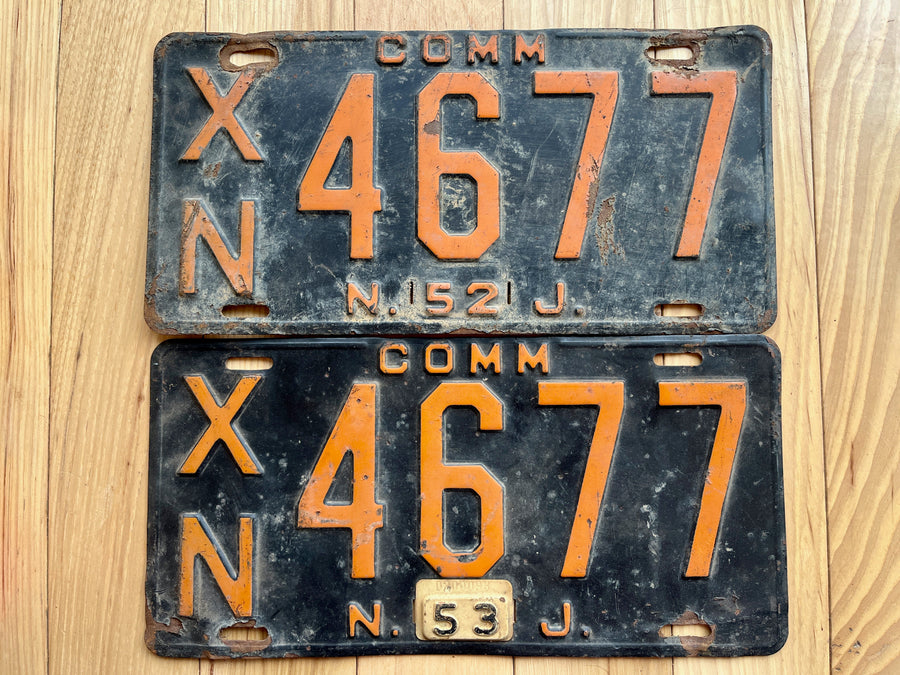 Pair of 1953 New Jersey Commercial License Plates
