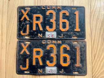 Pair of 1958 New Jersey Commercial License Plates
