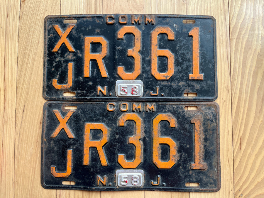 Pair of 1958 New Jersey Commercial License Plates