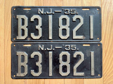 Pair of 1935 New Jersey License Plates