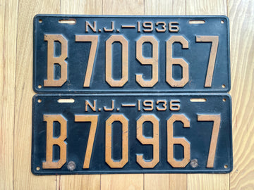 Pair of 1936 New Jersey License Plates