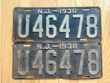 Pair of 1938 New Jersey License Plates