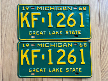Pair of 1968 Michigan License Plates