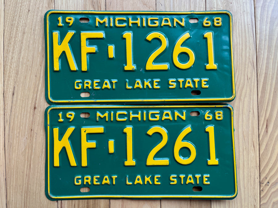 Pair of 1968 Michigan License Plates