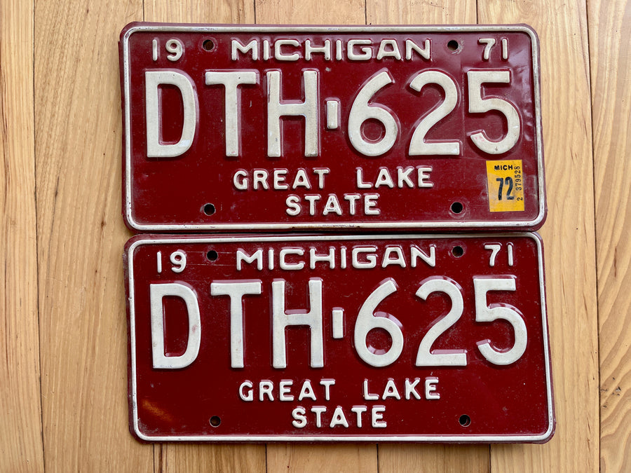 Pair of 1971/72 Michigan License Plates