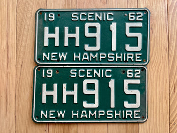Pair of 1962 New Hampshire License Plates