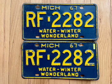 Pair of 1967 Michigan License Plates