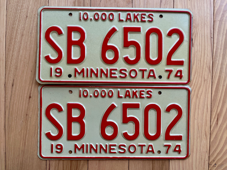 Pair of 1974 Minnesota License Plates RusticPlates