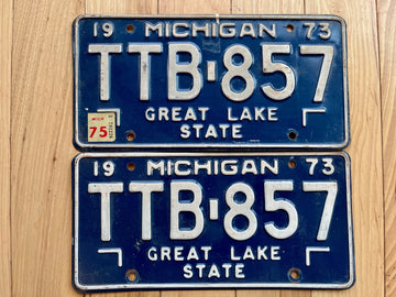 Pair of 1973/75 Michigan License Plates