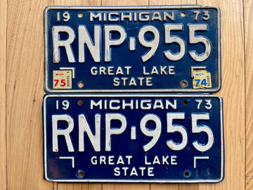 Pair of 1973/74/75 Michigan License Plates