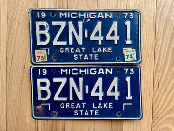 Pair of 1973/74/75 Michigan License Plates