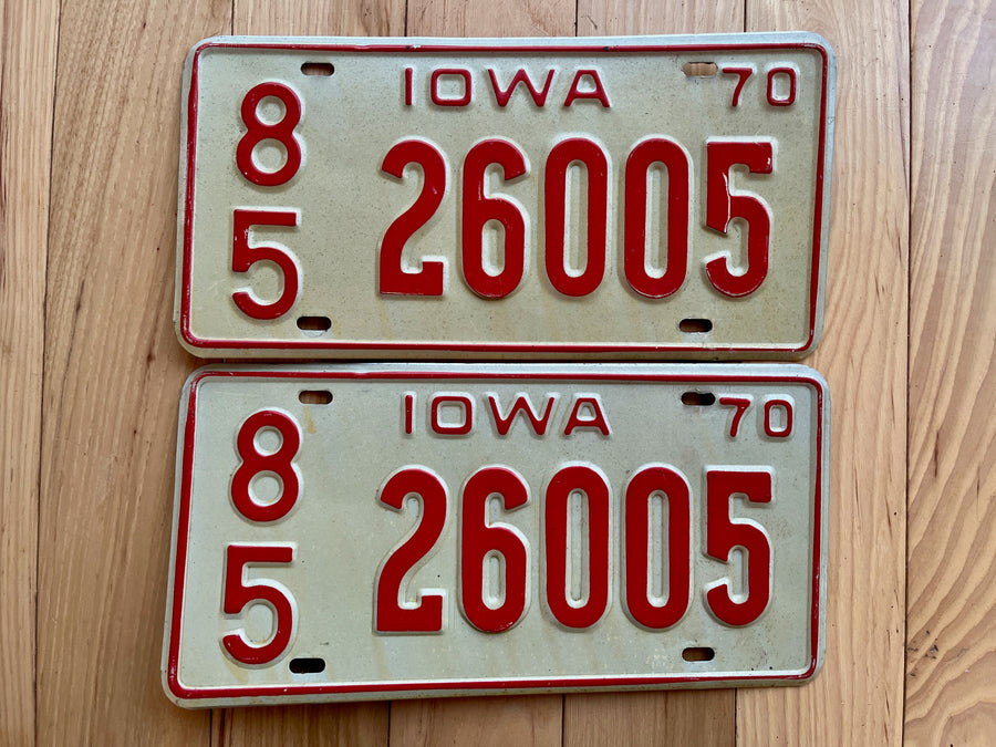 Pair of 1970 Iowa License Plates