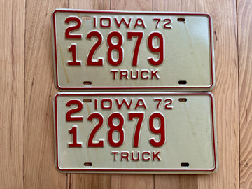Pair of 1972 Iowa Truck License Plates