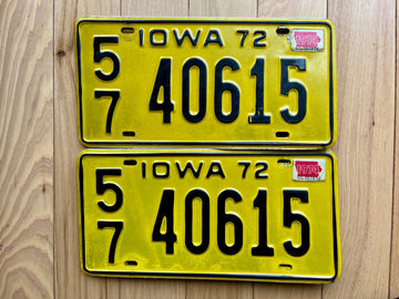 Pair of 1972/74 Iowa License Plates