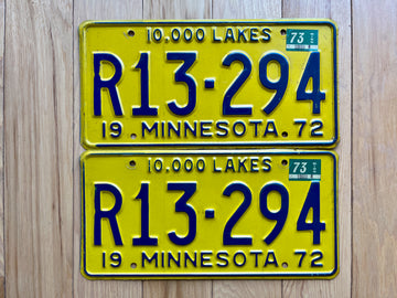 Pair of 1972/73 Minnesota License Plates