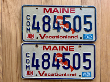 Pair of 1992 Maine License Plates