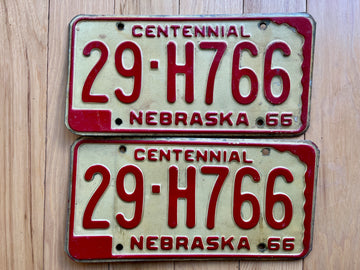 Pair of 1966 Nebraska Centennial License Plates