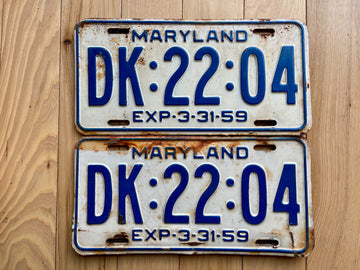 Pair of 1959 Maryland License Plates