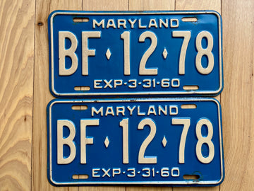 Pair of 1960 Maryland License Plates