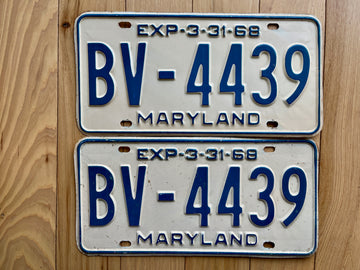 Pair of 1968 Maryland License Plates