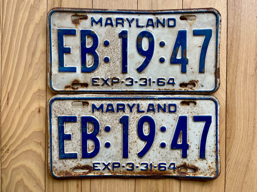 Pair of 1964 Maryland License Plates