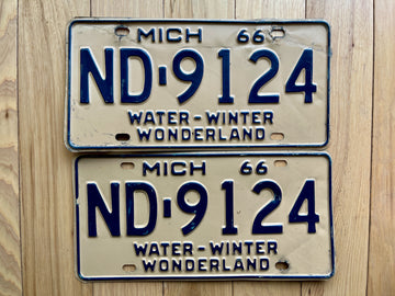 Pair of 1966 Michigan License Plates