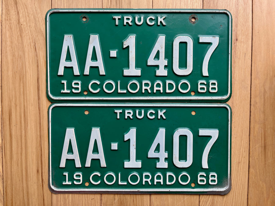 Pair of 1968 Colorado Truck License Plates
