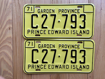Pair of 1971 Prince Edward Island License Plates