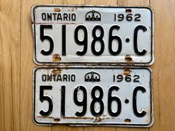 Pair of 1962 Ontario License Plates