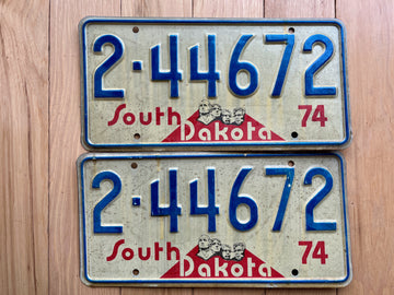 Pair of 1974 South Dakota License Plates