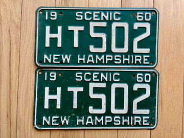 Pair of 1960 New Hampshire License Plates