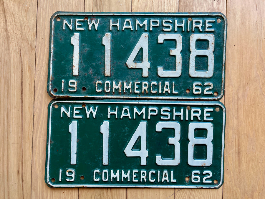 Pair of 1962 New Hampshire Commercial License Plates